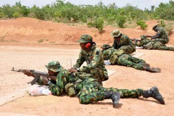 Soldiers during shooting exercise
