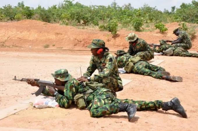 Soldiers during shooting exercise